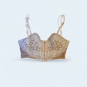 NWT Victoria's Secret Very Sexy Lined Demi-Buste Lace Bralette in Cream & White